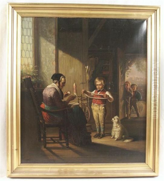 Grandma's Helper Oil Painting by Jan Jac Matthys Damschroeder