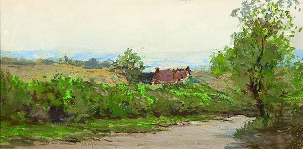 Cottage In A Country Lane Oil Painting by William Parsons W. Dana