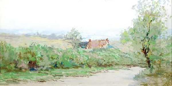 A Country Lane Oil Painting by William Parsons W. Dana