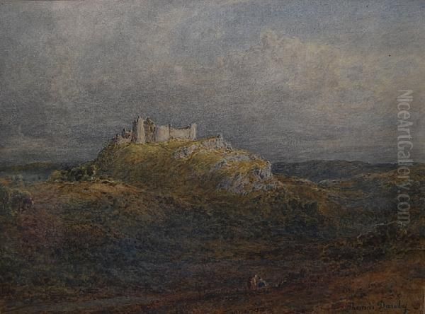 Welsh Landscape With Castle On A Hill Oil Painting by Thomas Danby