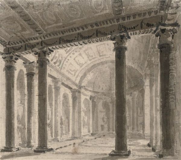 View Of The Interior Of A Basilica Oil Painting by George Dance