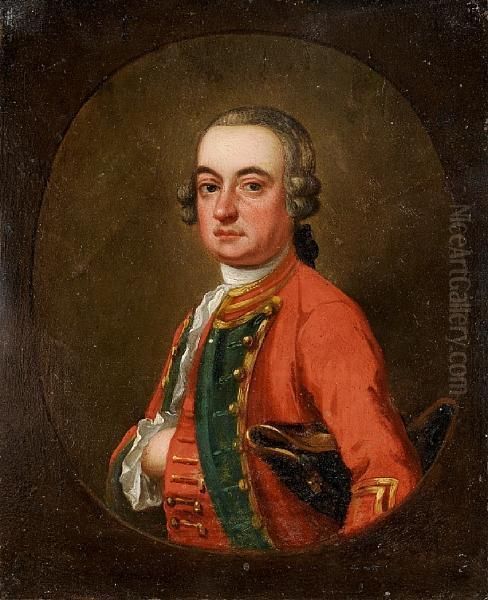 Portrait Of An Officer, Half-length, Within A Painted Oval Oil Painting by Sir Nathaniel Dance-Holland