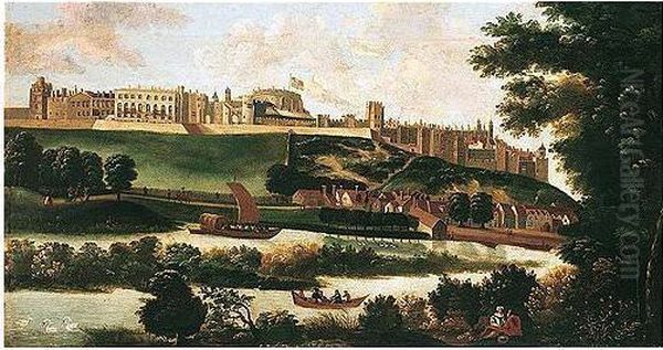 View Of Windsor Castle From The Thames Oil Painting by Hendrick Danckerts