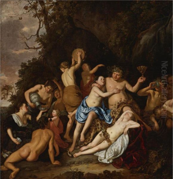 A Bacchanal Oil Painting by Johan Danckerts