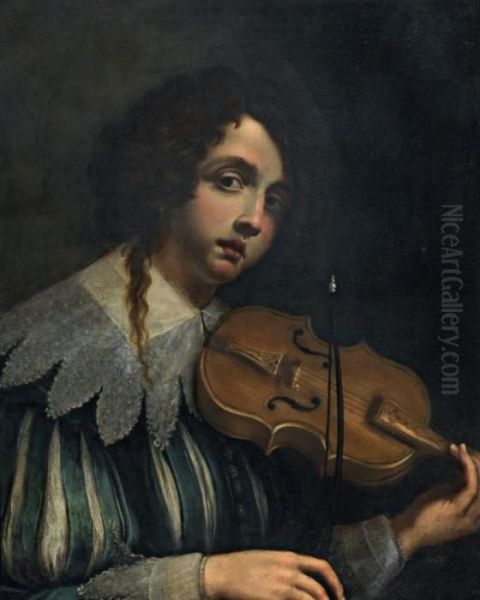 Ragazzo Con Violino Oil Painting by Cesare Dandini