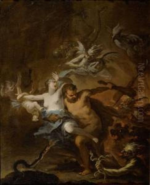 Hercules Saves Alcestis From The Underworld Oil Painting by Ottaviano Dandini