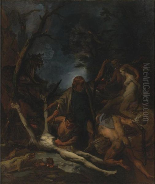 Witches At A Black Mass Oil Painting by Ottaviano Dandini