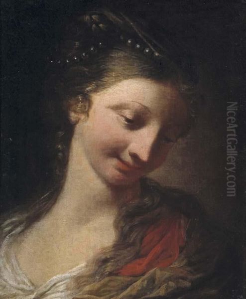 Figura Femminile Con Perle Sui Capelli Oil Painting by Ottaviano Dandini