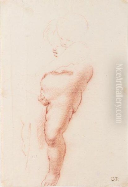 A) Study Of A Young Nude Boy Oil Painting by Ottaviano Dandini