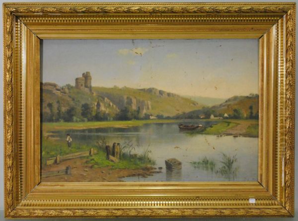 Bord De Meuse Oil Painting by Auguste Dandoy