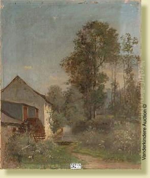 Paysage Au Moulin A Eau Oil Painting by Auguste Dandoy