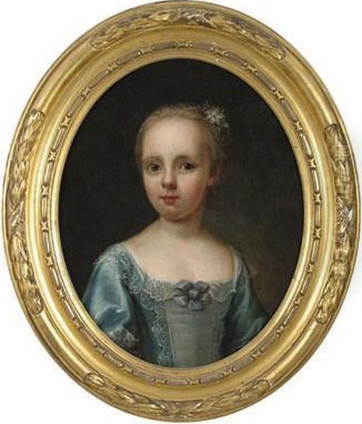 Portrait Of A Girl In A Blue Dress Oil Painting by Bartholomew Dandridge