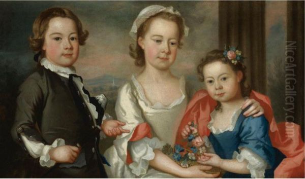 Portrait Of The Ballard Children Oil Painting by Bartholomew Dandridge