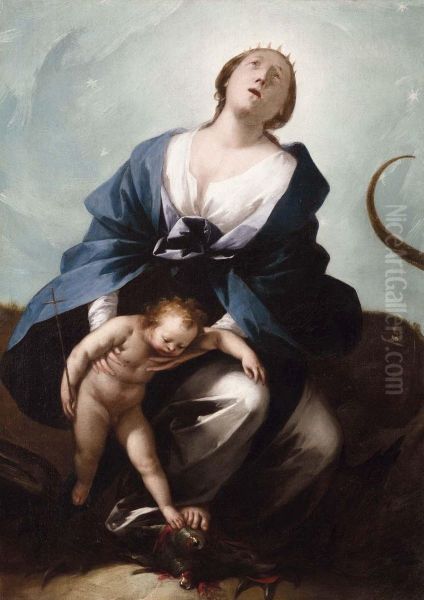 La Madonna Immacolata E Il Bambingesu Oil Painting by Stefano Danedi