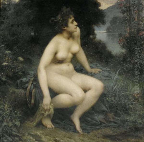 Female Nude In A Shore Landscape Oil Painting by Henri Camille Danger