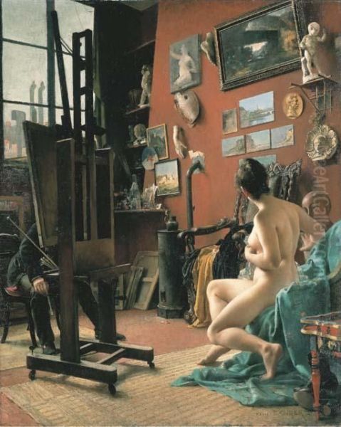 Interieur D'atelier, La Sceance De Pose Oil Painting by Henri Camille Danger