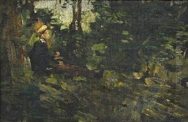 Personnage Dans Un Sous Bois Oil Painting by Jean Celestin Danguy