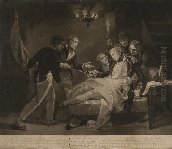 The Death Of Captain Alexander Hood Of The Mars Oil Painting by James Daniell