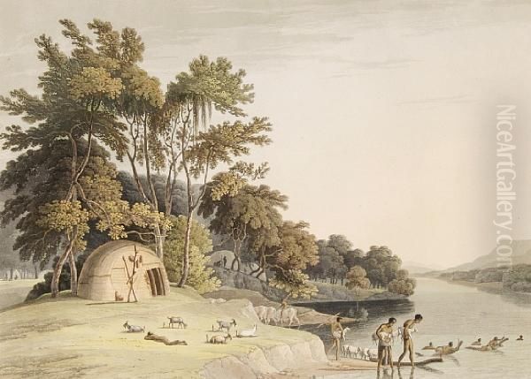 'a Korah Hottentot Village On The Left Bank Ofthe Orange River' by Samuel Daniell