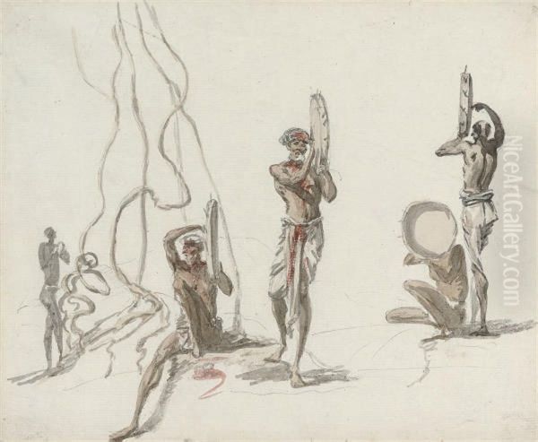 Figures Beating Drums And Dancing Oil Painting by Samuel Daniell