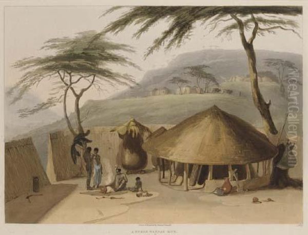 A Boosh-wannah Hut, (abbey Travel 321, Pl.8) Oil Painting by Samuel Daniell