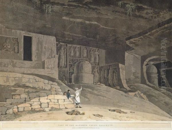 The Entrance To The Elephanta Cave Oil Painting by Daniell Thomas & William