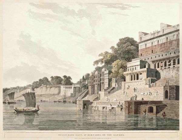 Hindoo Temples At Bindrabund On The River Jumna Oil Painting by Daniell Thomas & William