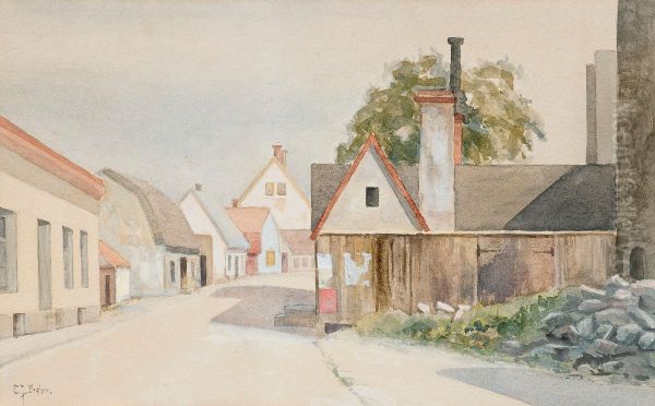 Village View Oil Painting by Carl Johan Danielson