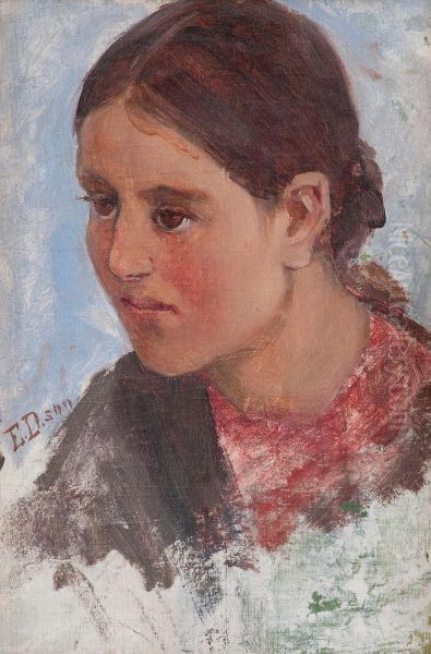 Portrait Of A Girl Oil Painting by Elin Danielson-Gambogi