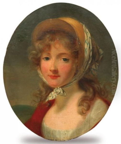 Portrait De Jeune Fille Au Fichu Oil Painting by Henri Pierre Danloux