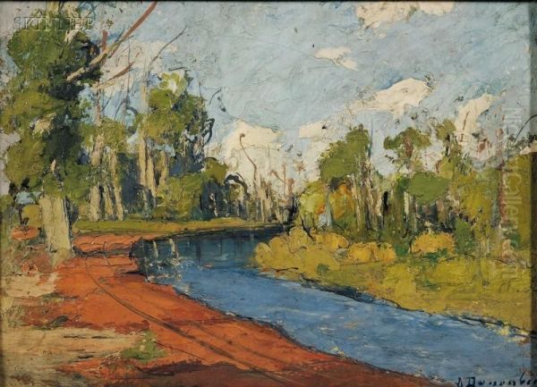 River Landscape Oil Painting by Alice Dannenberg