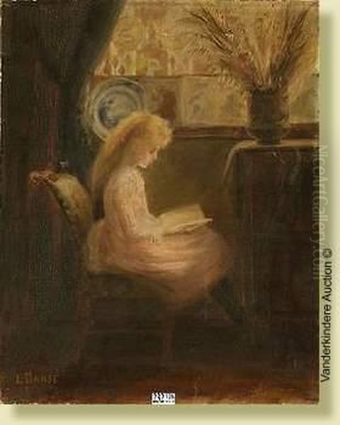 Fillette A La Lecture Oil Painting by Louise Danse