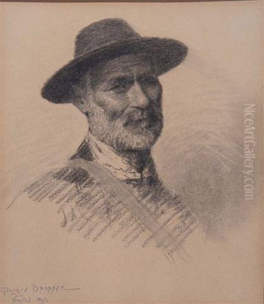 Head And Shoulders Portrait Of An Italian Peasant Oil Painting by Georges Paul Darasse