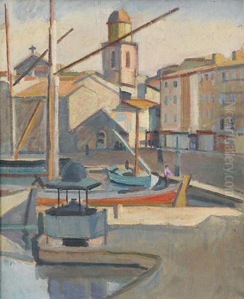 Le Port, St-tropez Oil Painting by Georges Darel