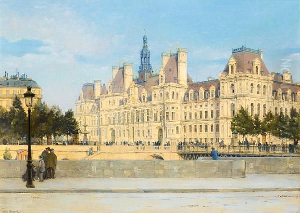 L'hotel De Ville De Paris Oil Painting by Paul Joseph Victor Dargaud