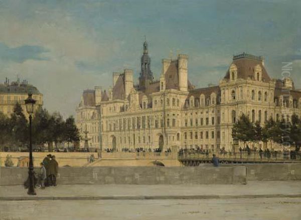 L'hotel De Ville, Paris Oil Painting by Paul Joseph Victor Dargaud