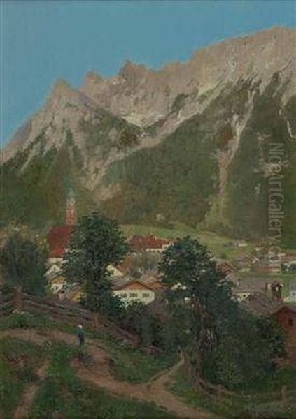 Mittenwald Mit Karwendelgebirge Oil Painting by Ernst Dargen