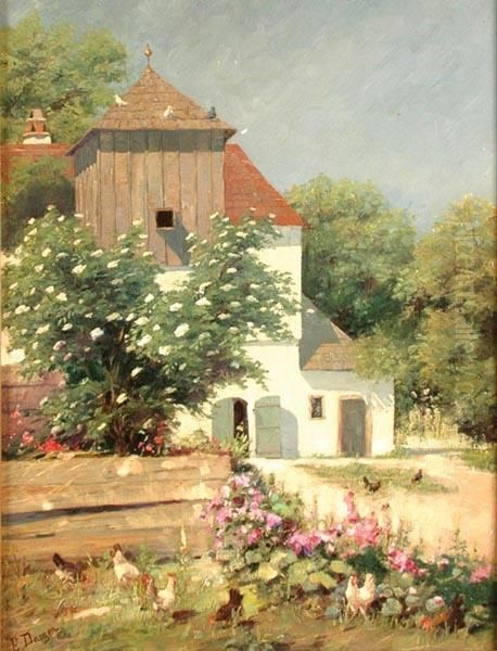 Casa Di Campagna Con Galline Oil Painting by Ernst Dargen