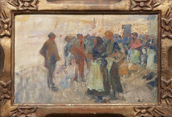 Animation Sur Le Quai. Oil Painting by Henri-Gaston Darien