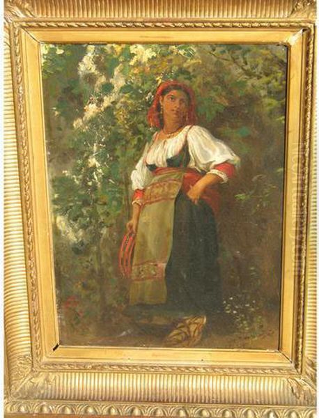 Jeune Femme Au Tambourin Oil Painting by Alfred Henri Darjou