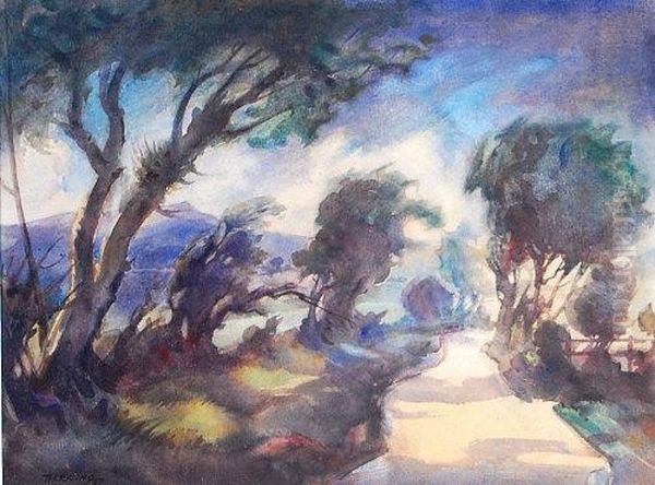 Windswept Country Lane Oil Painting by Harry Fred Darking