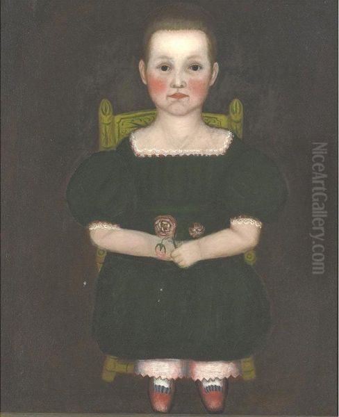 A Portrait Of A Child In A Yellow-painted Chair Oil Painting by Robert Darling