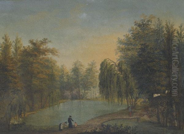 The Banks Of The Thess, Mahrisch Schonberg Oil Painting by Hugo Darnaut