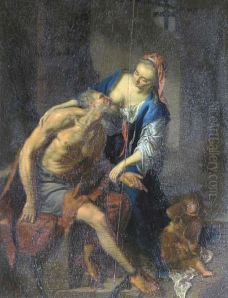 Roman Charity Oil Painting by Johann Georg Dathan