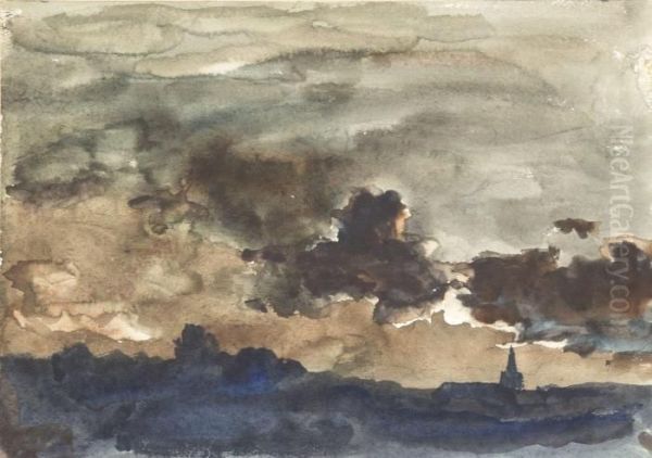 Storm Clouds, Twilight Oil Painting by Charles-Francois Daubigny