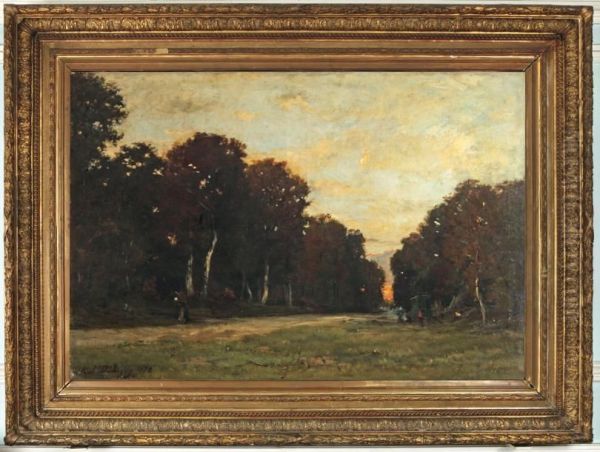 Paysage Au Crepuscule Oil Painting by Karl Pierre Daubigny