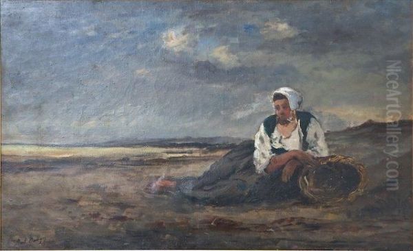 Le Repos Apres La Recolte Oil Painting by Karl Pierre Daubigny