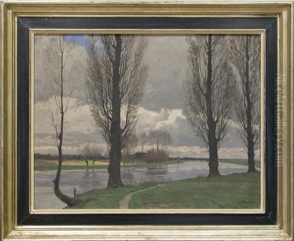 Bord De Riviere Par Temps Gris Oil Painting by Georg Daubner