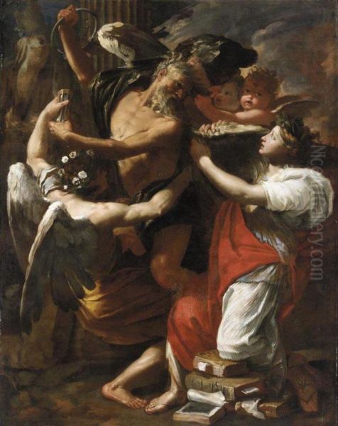 Allegoria Del Tempo Oil Painting by Charles Claude Dauphin