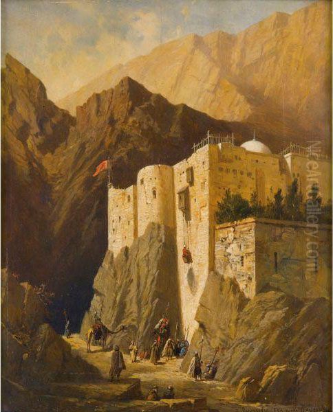 Le Couvent Sainte Catherine Au Mont Sinai Oil Painting by Adrien Dauzats